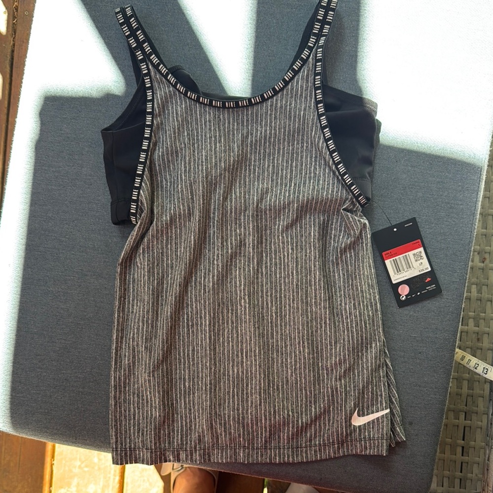 Nike Girl’s Striped Black and White Tank Top